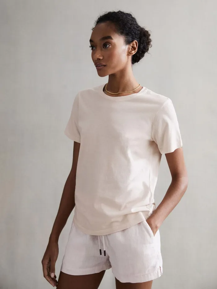 Reiss Tops Ginnie Cotton Garment Dyed TShirt Pink 8211 Women