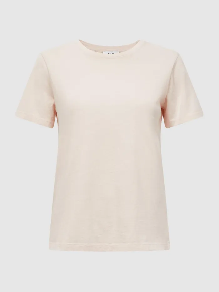 Reiss Tops Ginnie Cotton Garment Dyed TShirt Pink 8211 Women