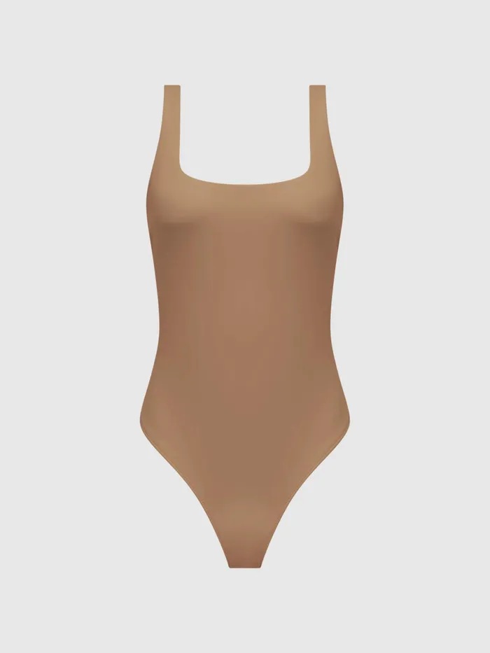 Reiss Tops Good American Square Neck Bodysuit Taupe 8211 Women