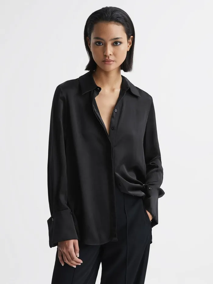 Reiss Tops Hailey Silk Shirt Black 8211 Women