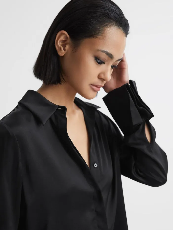 Reiss Tops Hailey Silk Shirt Black 8211 Women