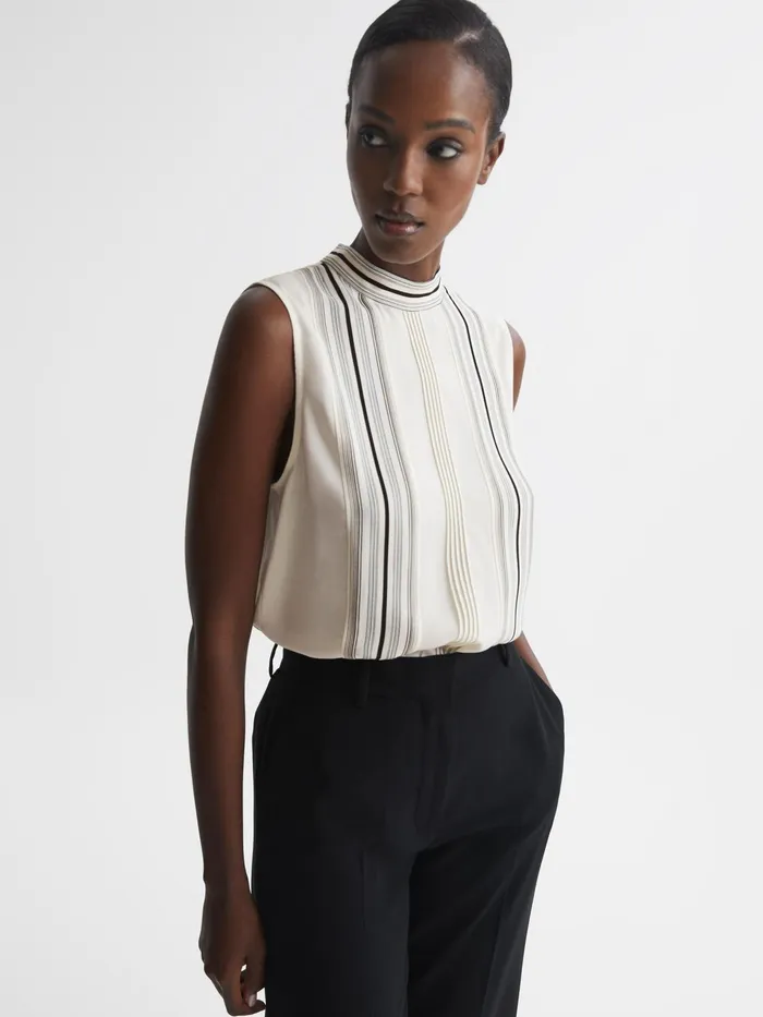 Reiss Tops Mollie Sheer Striped Blouse Ivory 8211 Women