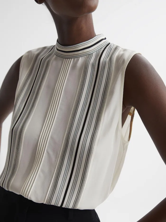 Reiss Tops Mollie Sheer Striped Blouse Ivory 8211 Women