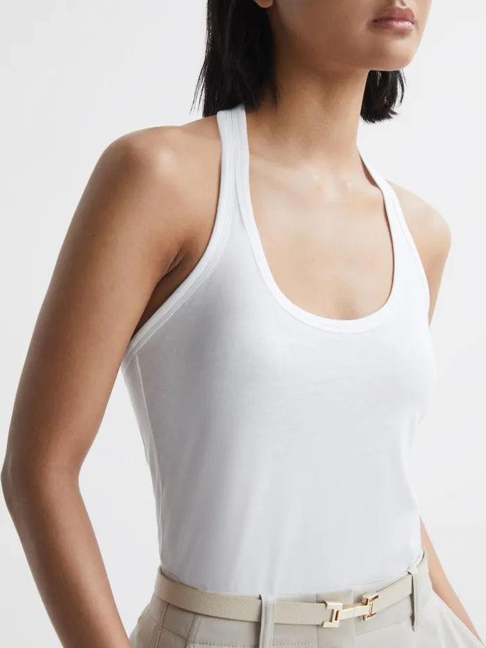 Reiss Tops Molly Cotton Halter Neck Vest White 8211 Women