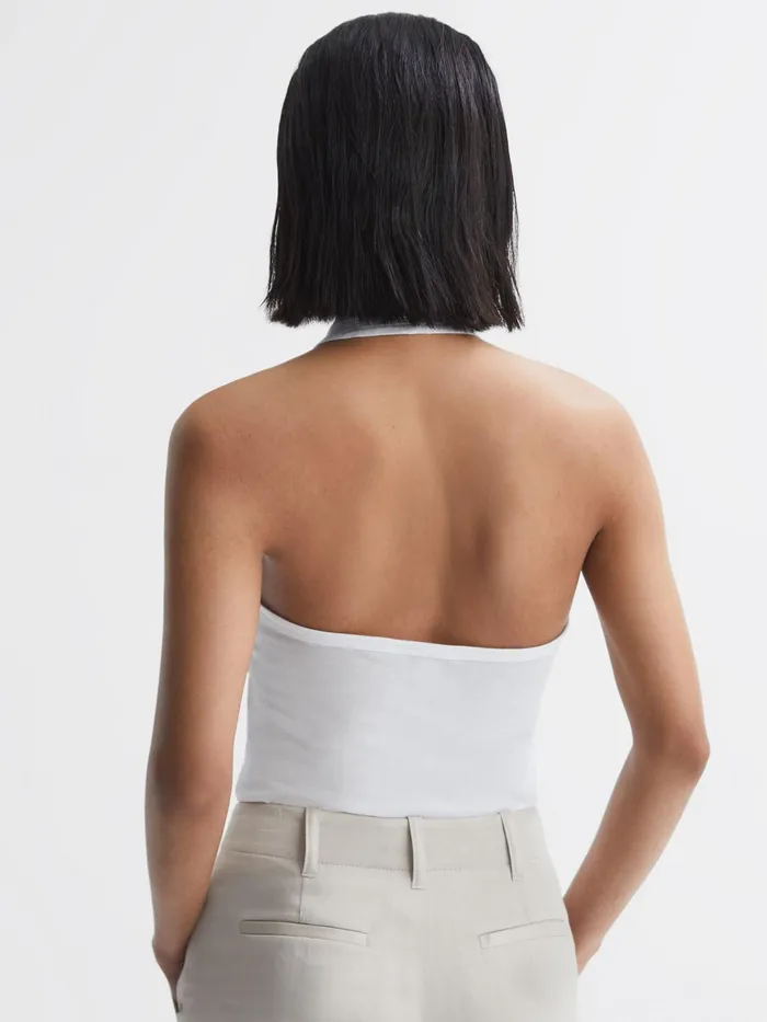 Reiss Tops Molly Cotton Halter Neck Vest White 8211 Women