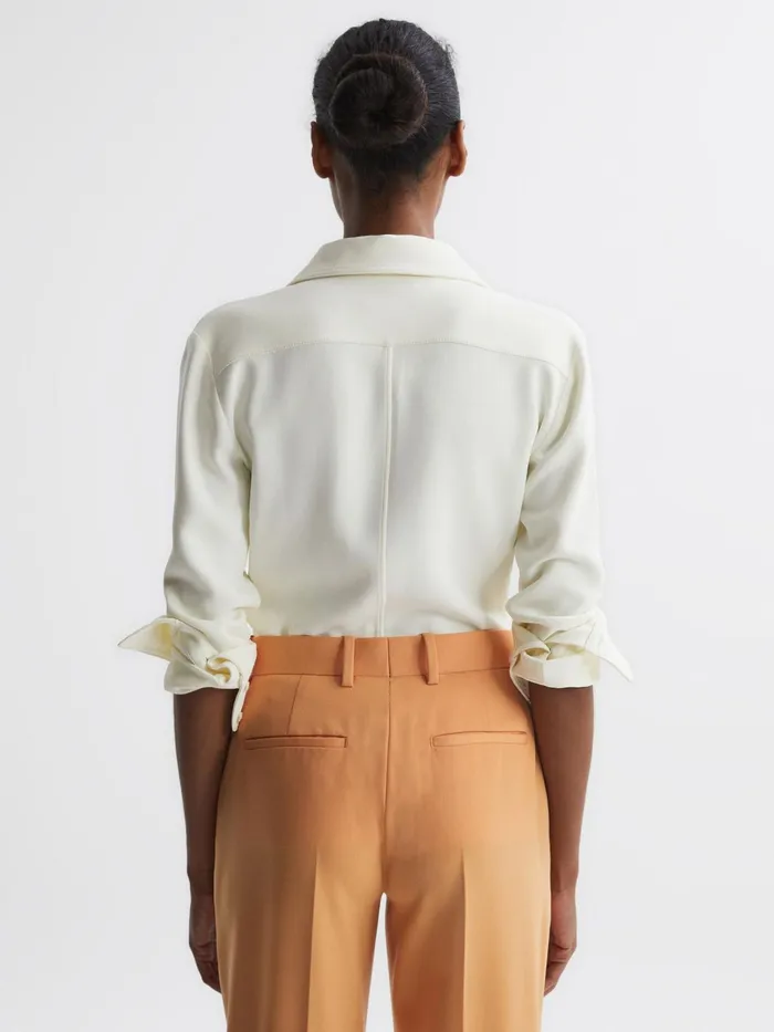 Reiss Tops Natalia Stitch Detail Fitted Shirt Ivory 8211 Women