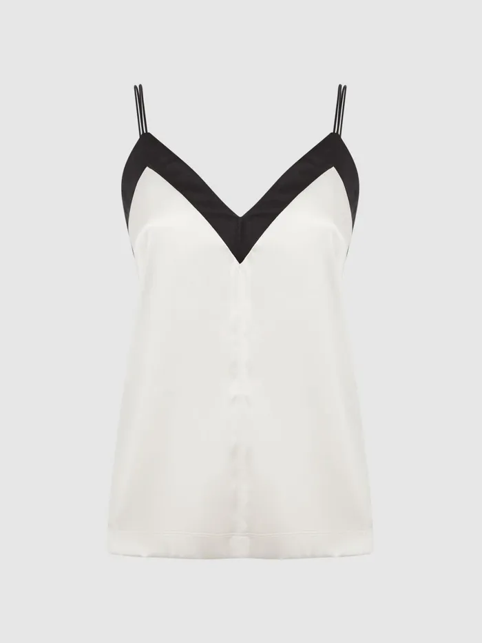 Reiss Tops Payton Silk Blend Colourblock Vest Ivoryblack 8211 Women