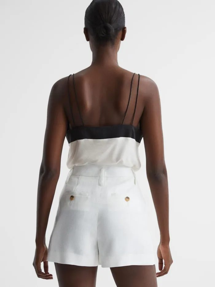 Reiss Tops Payton Silk Blend Colourblock Vest Ivoryblack 8211 Women