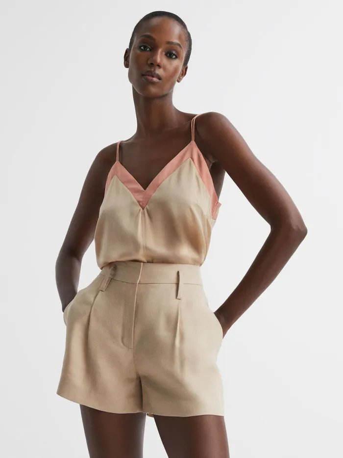 Reiss Tops Payton Silk Blend Colourblock Vest Pinknude 8211 Women