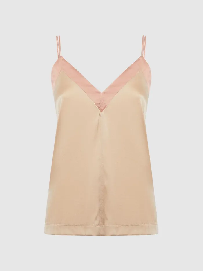 Reiss Tops Payton Silk Blend Colourblock Vest Pinknude 8211 Women