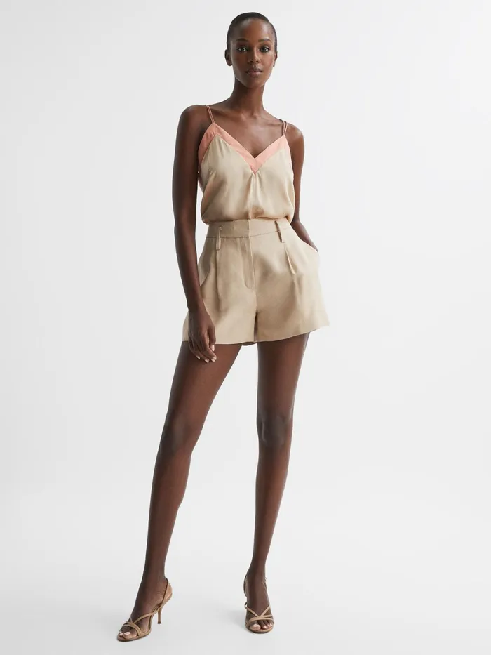 Reiss Tops Payton Silk Blend Colourblock Vest Pinknude 8211 Women