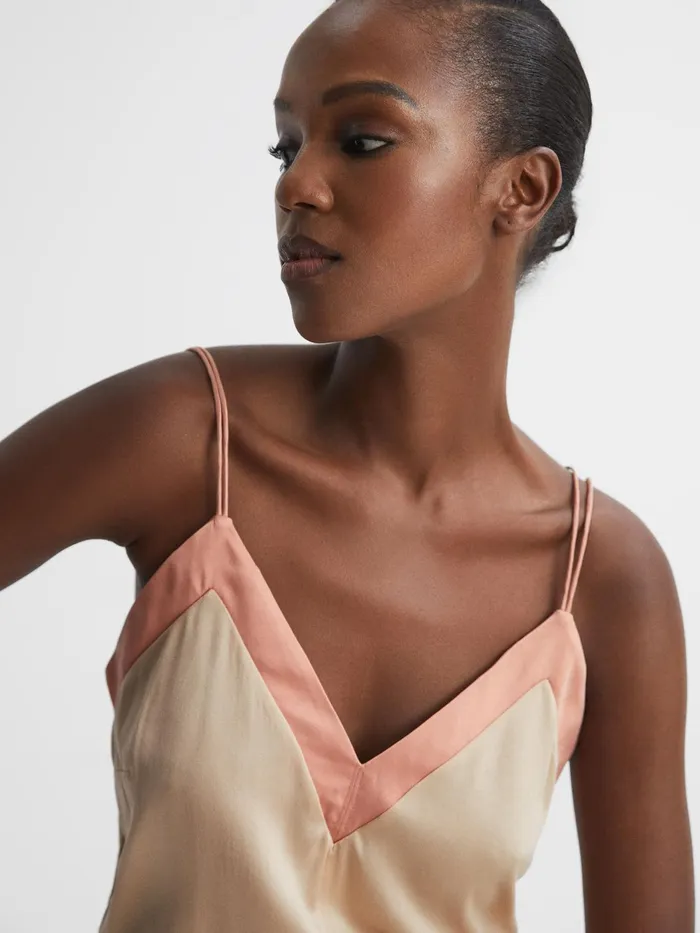 Reiss Tops Payton Silk Blend Colourblock Vest Pinknude 8211 Women