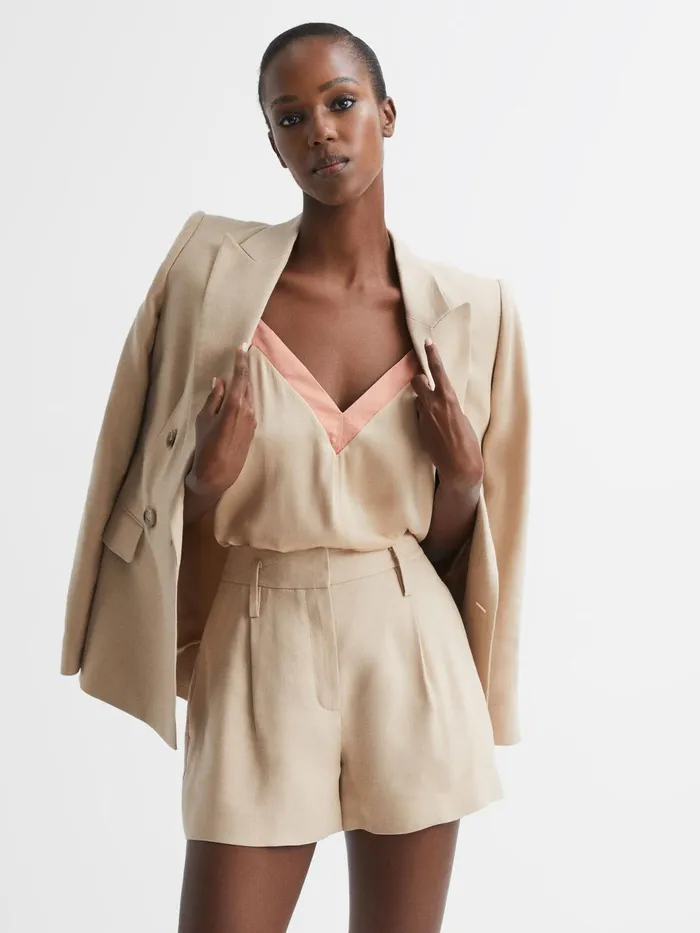 Reiss Tops Payton Silk Blend Colourblock Vest Pinknude 8211 Women