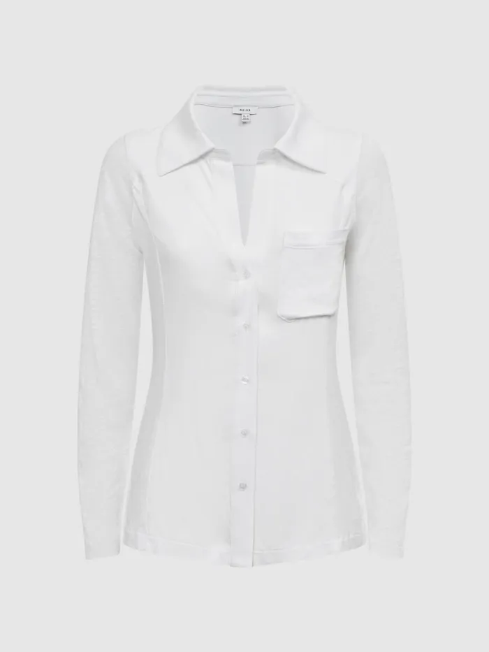 Reiss Tops Phillipa Linen Sheer Button Through Shirt White 8211 Women