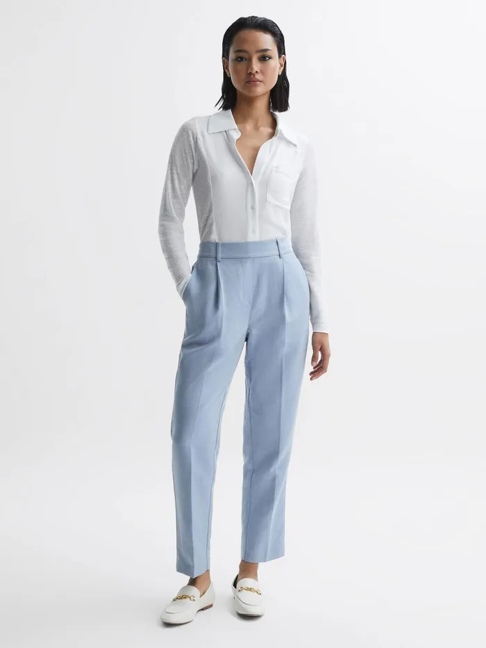 Reiss Tops Phillipa Linen Sheer Button Through Shirt White 8211 Women