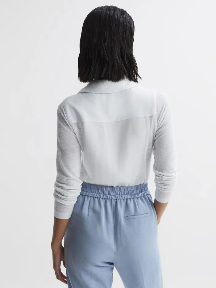 Reiss Tops Phillipa Linen Sheer Button Through Shirt White 8211 Women