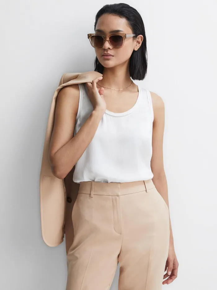 Reiss Tops Riley Silk Front Vest White 8211 Women