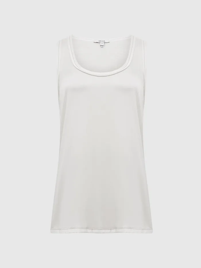 Reiss Tops Riley Silk Front Vest White 8211 Women