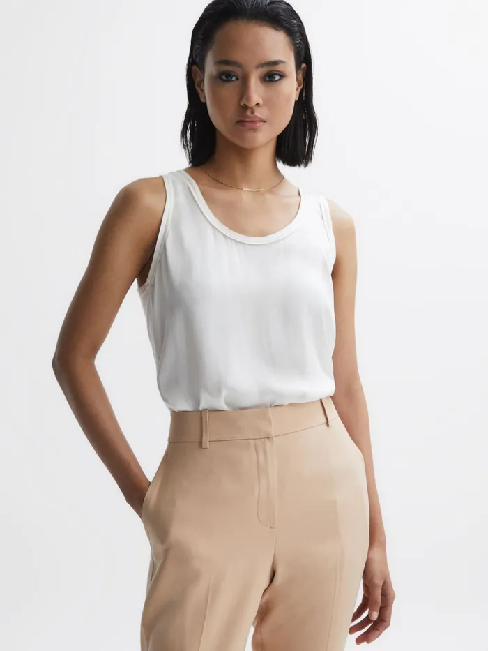 Reiss Tops Riley Silk Front Vest White 8211 Women