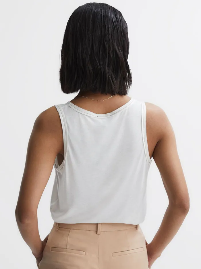 Reiss Tops Riley Silk Front Vest White 8211 Women