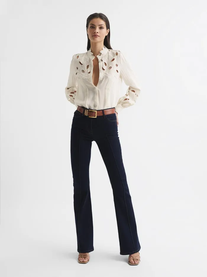 Reiss Tops Sophie Lace Detail Shirt Blouse Cream 8211 Women