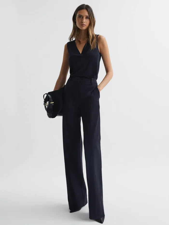 Reiss Tops Taylor VNeck Shell Blouse Navy 8211 Women