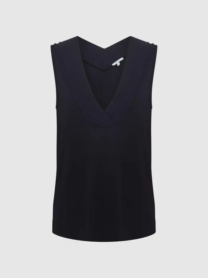 Reiss Tops Taylor VNeck Shell Blouse Navy 8211 Women