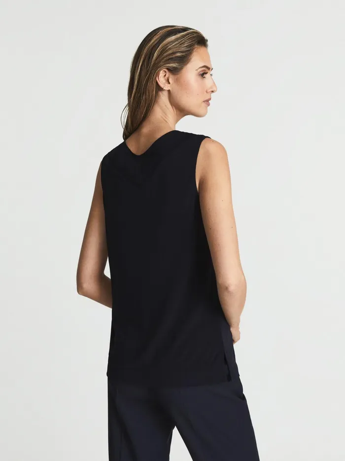 Reiss Tops Taylor VNeck Shell Blouse Navy 8211 Women