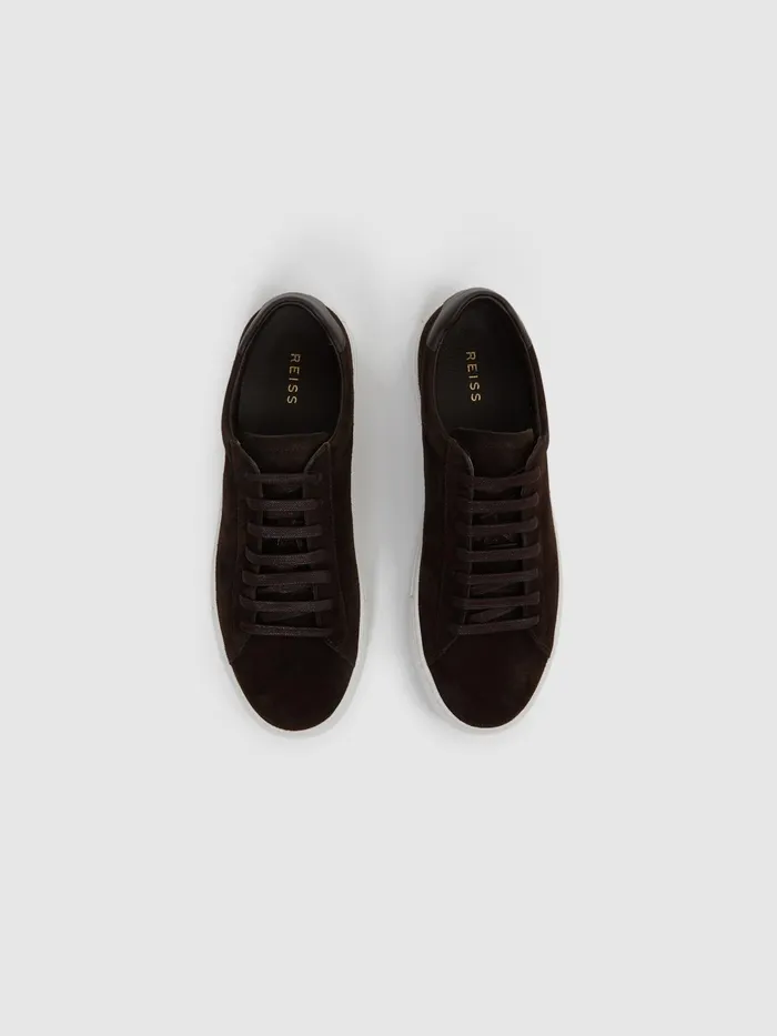 Reiss Trainers Finley Suede Suede Trainers Chocolate 8211 Men