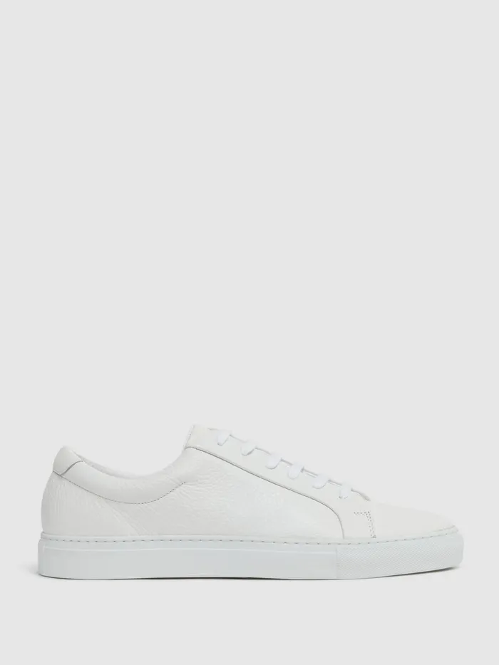 Reiss Trainers Luca Tumbled Tumbled Leather Sneakers White 8211 Men