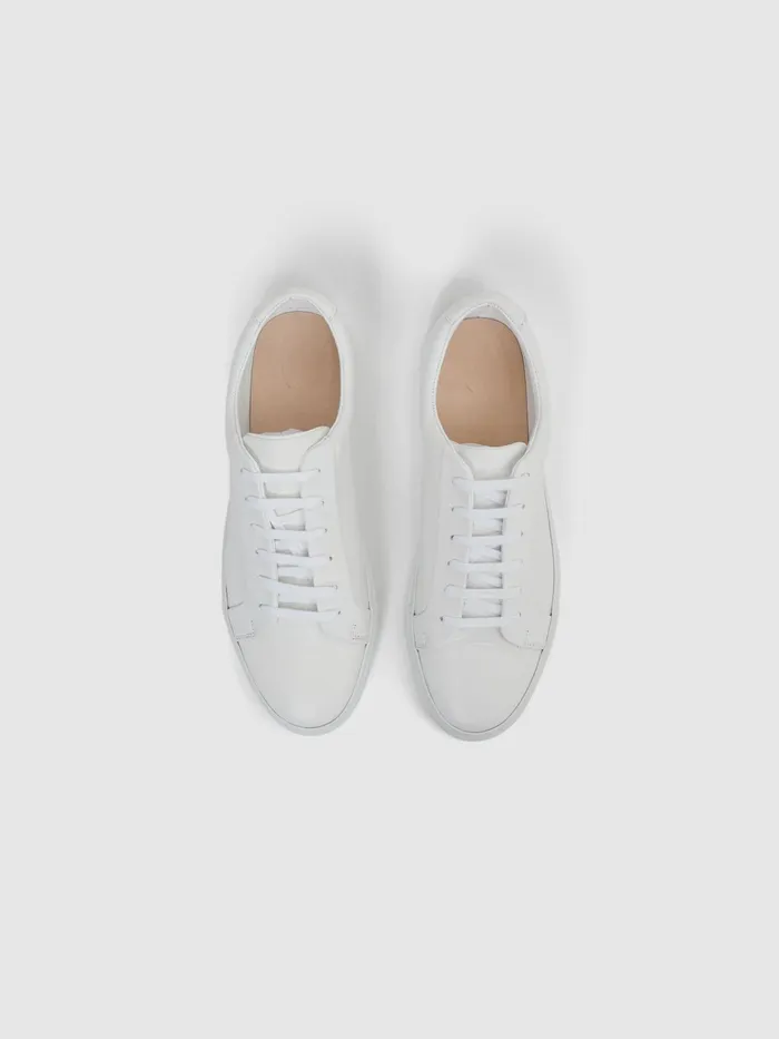 Reiss Trainers Luca Tumbled Tumbled Leather Sneakers White 8211 Men
