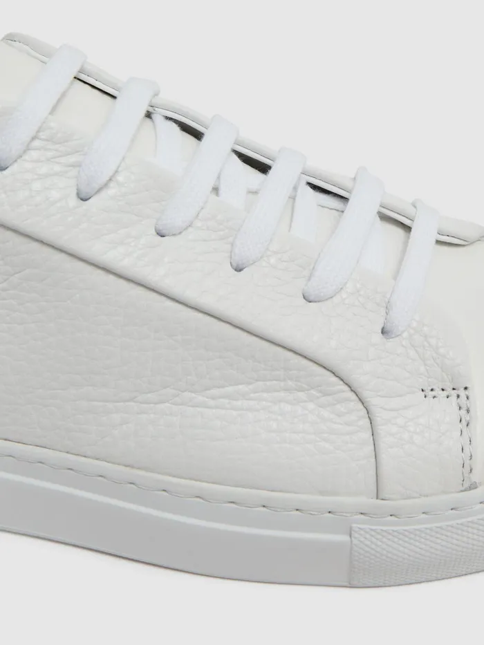 Reiss Trainers Luca Tumbled Tumbled Leather Sneakers White 8211 Men