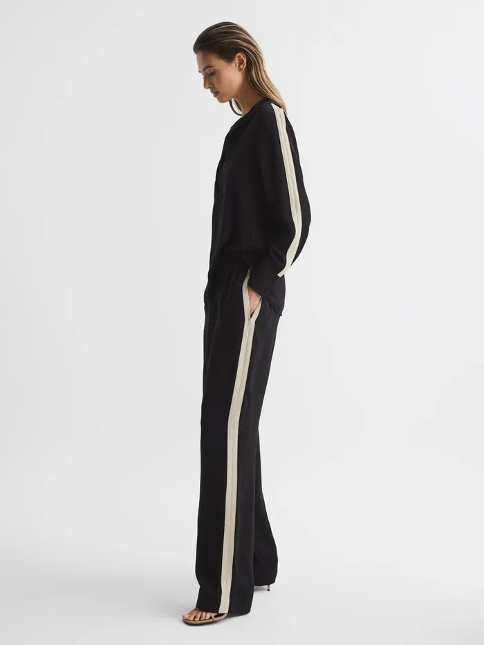 Reiss Trousers Aria Wide Leg Stripe Trousers Black 8211 Women