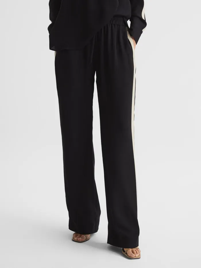 Reiss Trousers Aria Wide Leg Stripe Trousers Black 8211 Women