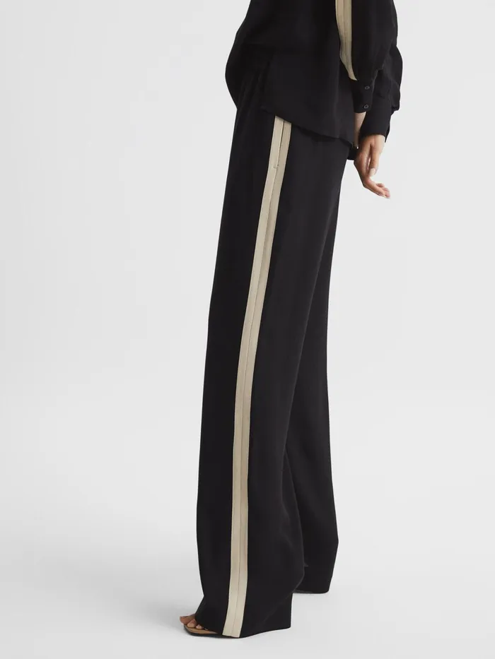 Reiss Trousers Aria Wide Leg Stripe Trousers Black 8211 Women