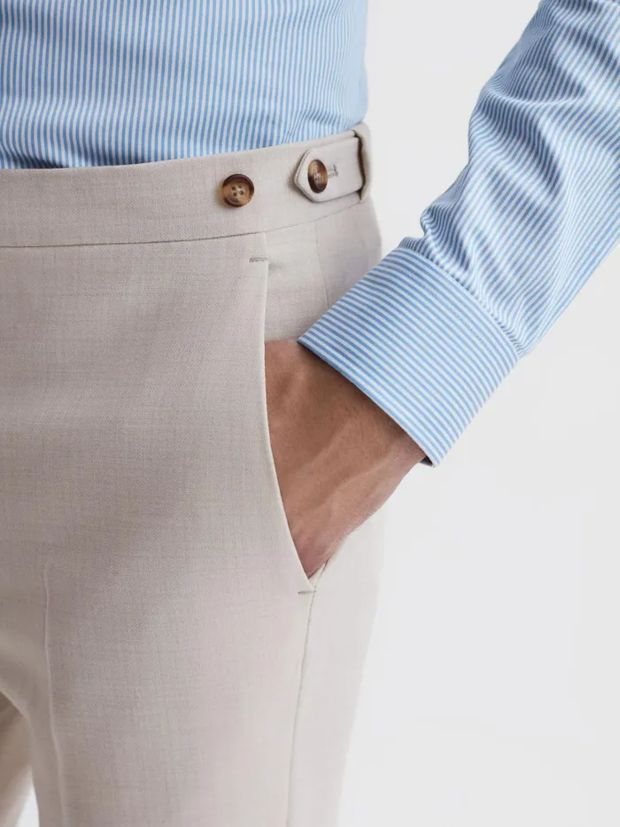 Reiss Trousers Belmont Slim Fit Side Adjuster Trousers Stone 8211 Men