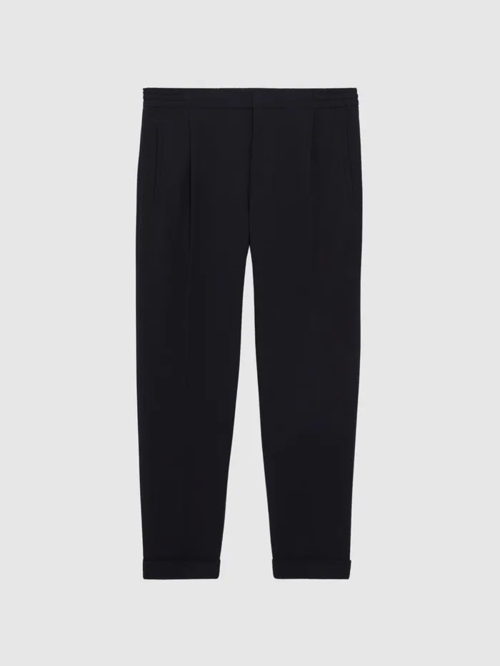 Reiss Trousers Berry Seersucker Elasticated Trousers Navy 8211 Men