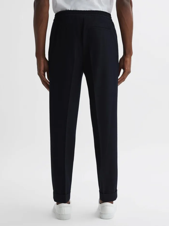Reiss Trousers Berry Seersucker Elasticated Trousers Navy 8211 Men