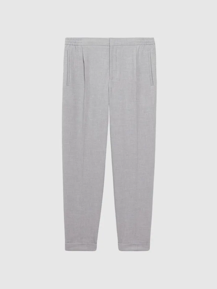 Reiss Trousers Berry Seersucker Elasticated Trousers Soft Grey 8211 Men