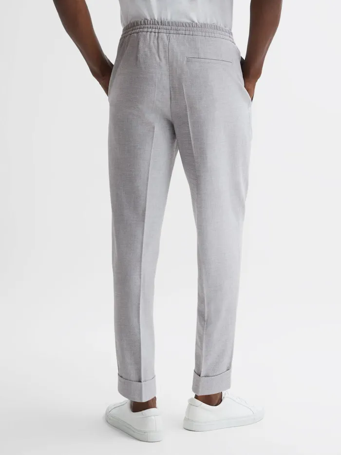 Reiss Trousers Berry Seersucker Elasticated Trousers Soft Grey 8211 Men