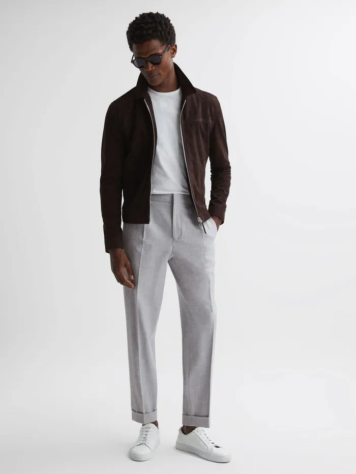 Reiss Trousers Berry Seersucker Elasticated Trousers Soft Grey 8211 Men