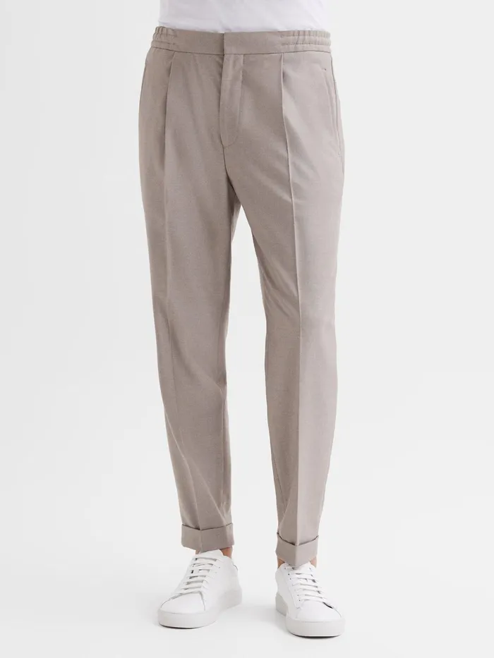 Reiss Trousers Brighton Pleat Front Trousers Oatmeal Melange 8211 Men