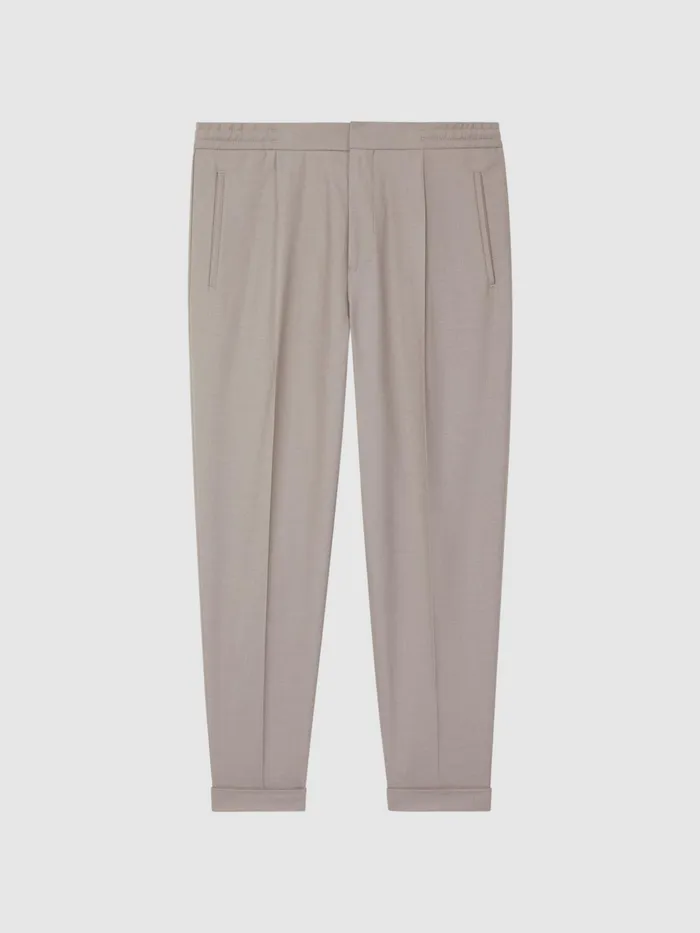 Reiss Trousers Brighton Pleat Front Trousers Oatmeal Melange 8211 Men