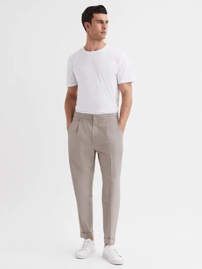 Reiss Trousers Brighton Pleat Front Trousers Oatmeal Melange 8211 Men