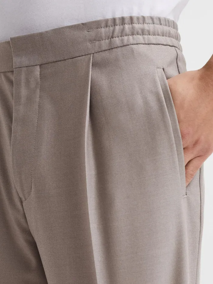 Reiss Trousers Brighton Pleat Front Trousers Oatmeal Melange 8211 Men