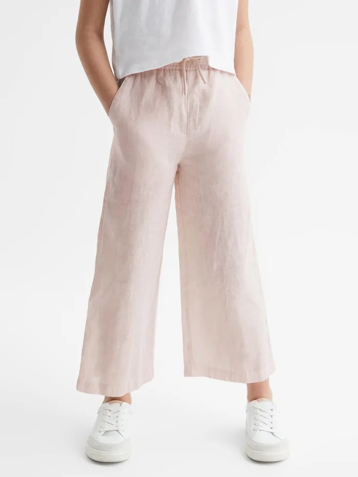 Reiss Trousers Cleo Linen Drawstring Trousers Soft Pink 8211 Children