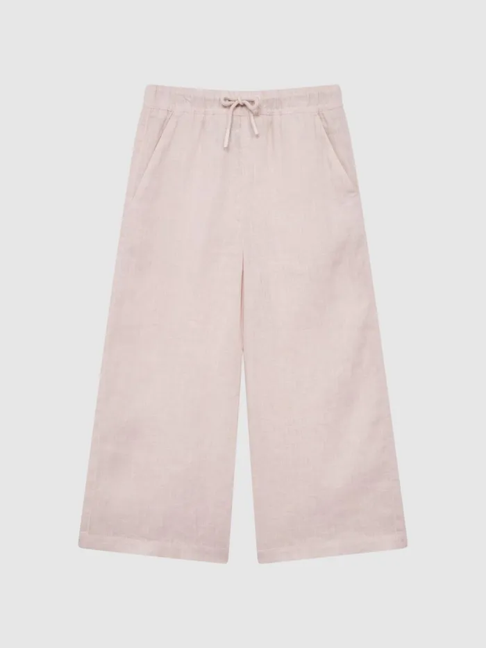 Reiss Trousers Cleo Linen Drawstring Trousers Soft Pink 8211 Children