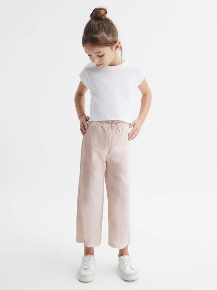 Reiss Trousers Cleo Linen Drawstring Trousers Soft Pink 8211 Children