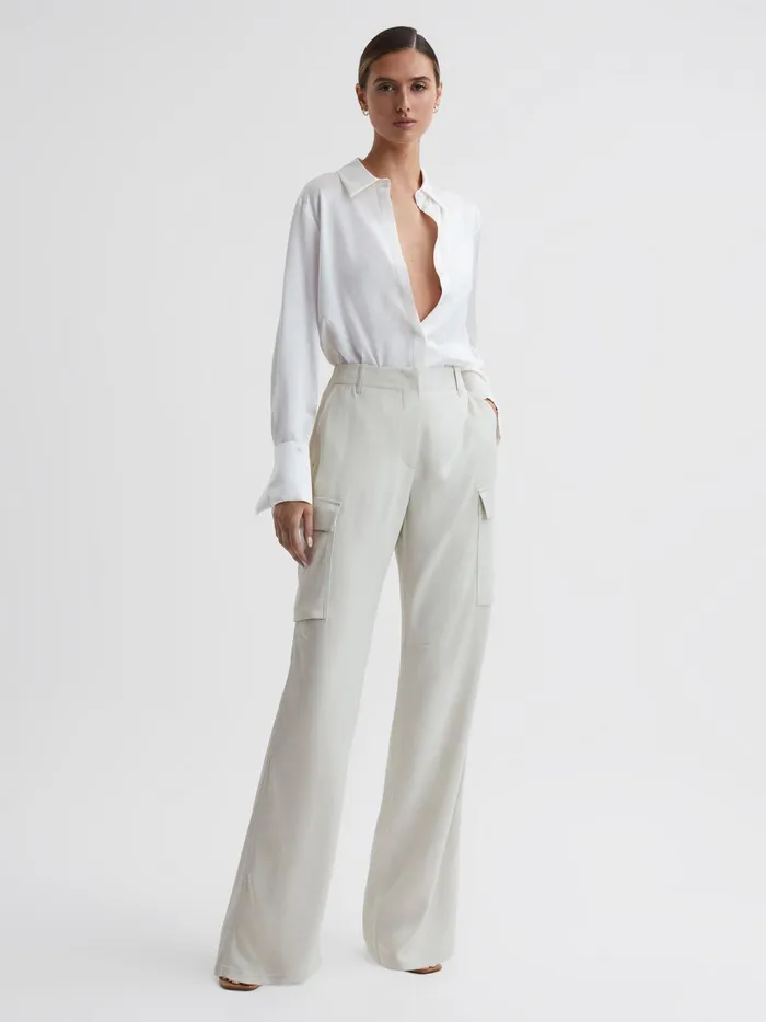 Reiss Trousers Drew Wide Leg Combat Trousers Neutral 8211 Women