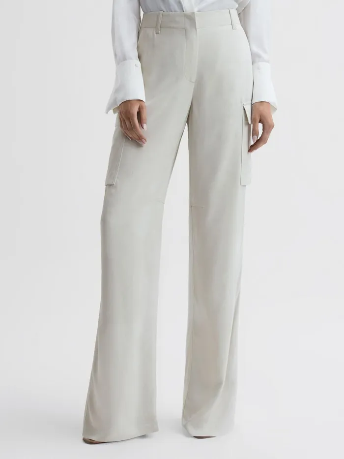 Reiss Trousers Drew Wide Leg Combat Trousers Neutral 8211 Women